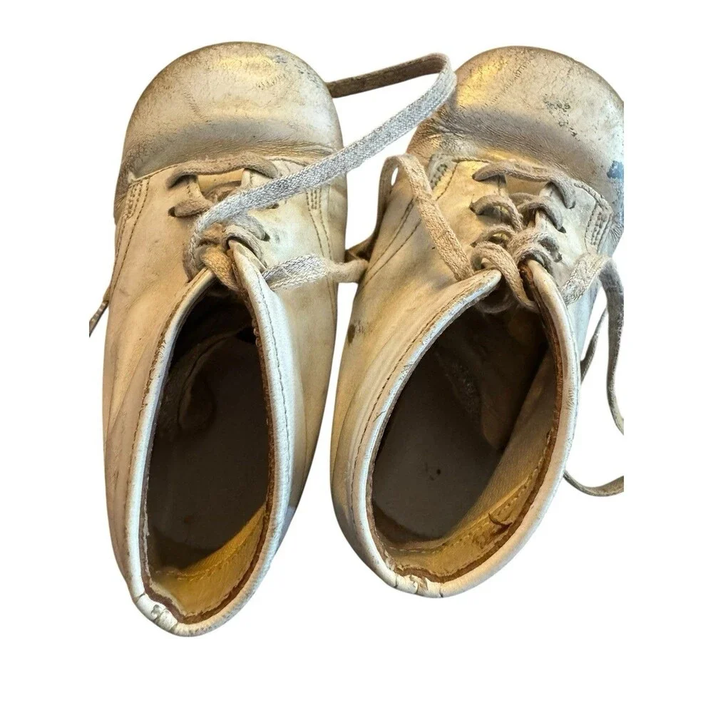 Vintage White Cloth Antique Baby Slipper‎ Shoes